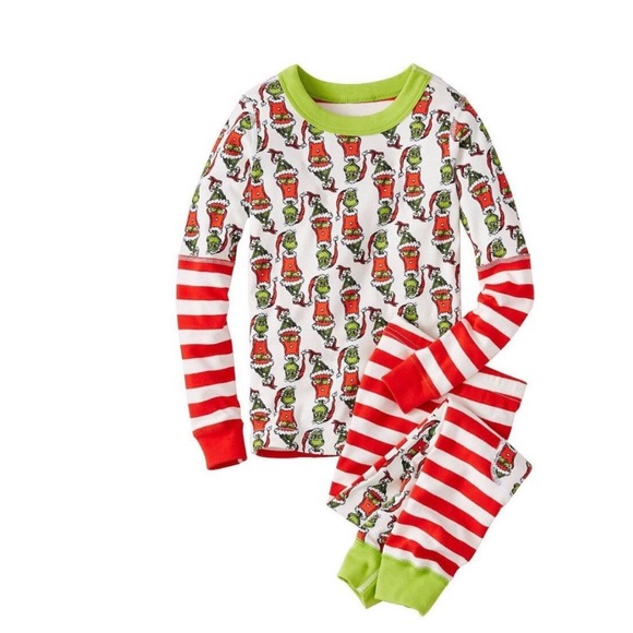 Hanna Andersson Dr. Seuss The Grinch Pajamas Set Size 140 / 10 Red Stripe - Picture 1 of 9